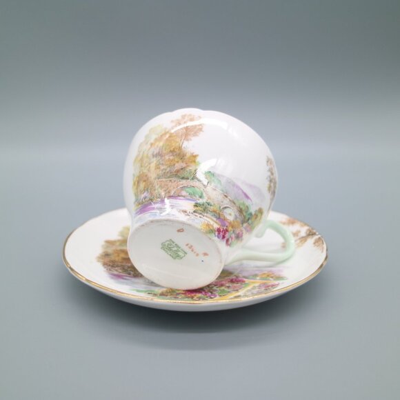 Shelley Heather Cup and Saucer New Cambridge Landscape 1940s | Pattern 13419 - Picture 5 of 7